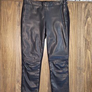 Guess by Marciano Black Leather Side Zipper Full-length Legging Pants